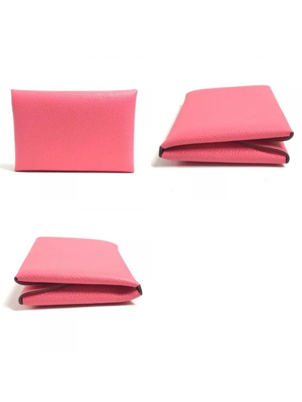 Hermes Calvi Duo Epsom Rose Azaleas Pink Wallet